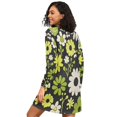 thumbnail image 2 of FORMRS Womens Long Sleeve Nightgowns Crew Neck Sleep Shirt Soft Pajamas Sizes S-3XL, Green Flower Pattern, 2 of 8