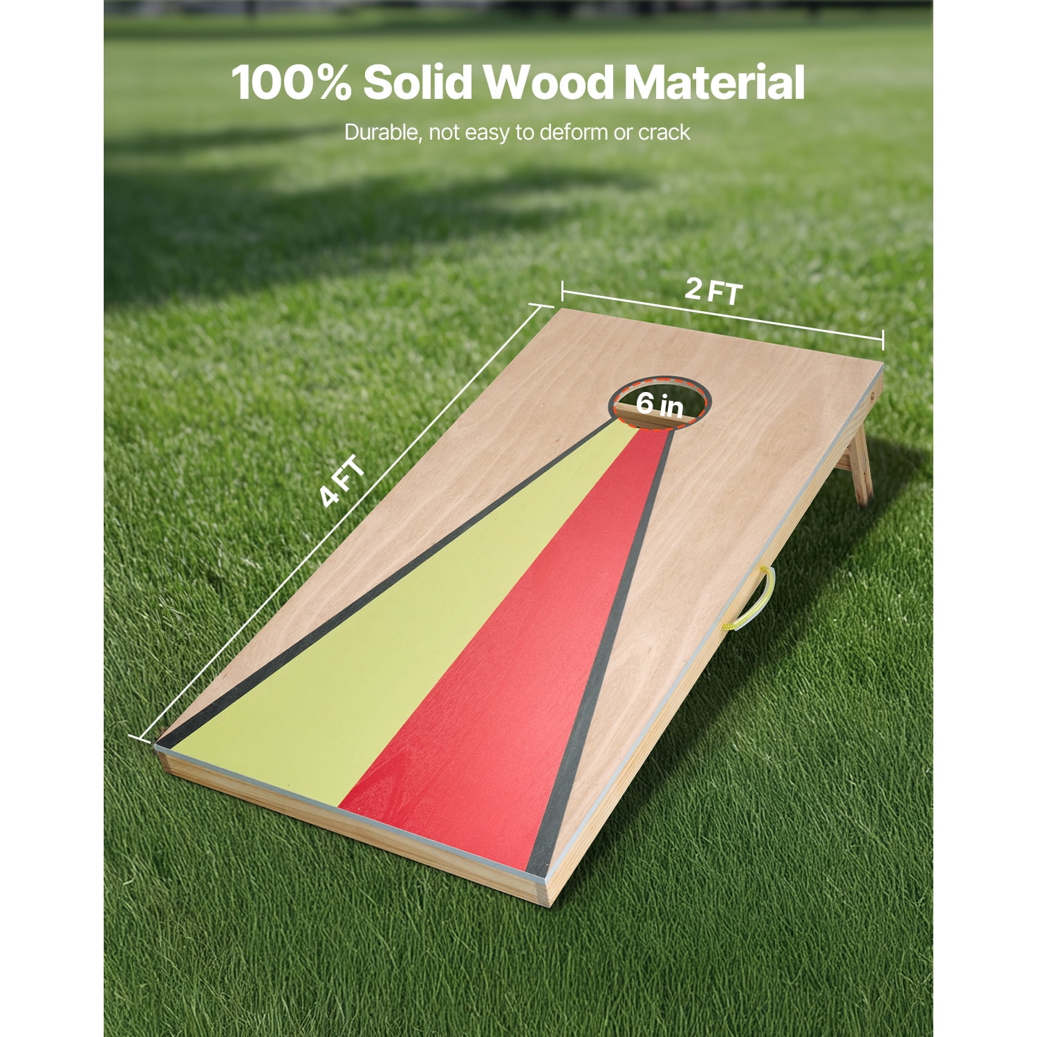 KFFKFF Cornhole Set, 4x2 ft Wooden Toss Game Boards, Portable Design with Handle, Includes 8 Bean Bags, Suitable for Indoor and Outdoor Use in Yard, Backyard, Beach, or Camping