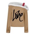 thumbnail image 5 of Uootdi Off The Shoulder Long Sleeve Shirts for Women FuzzyTrim Collar Love Heart Print Graphic Sweatshirt Casual Holiday Tops Gift, 5 of 7