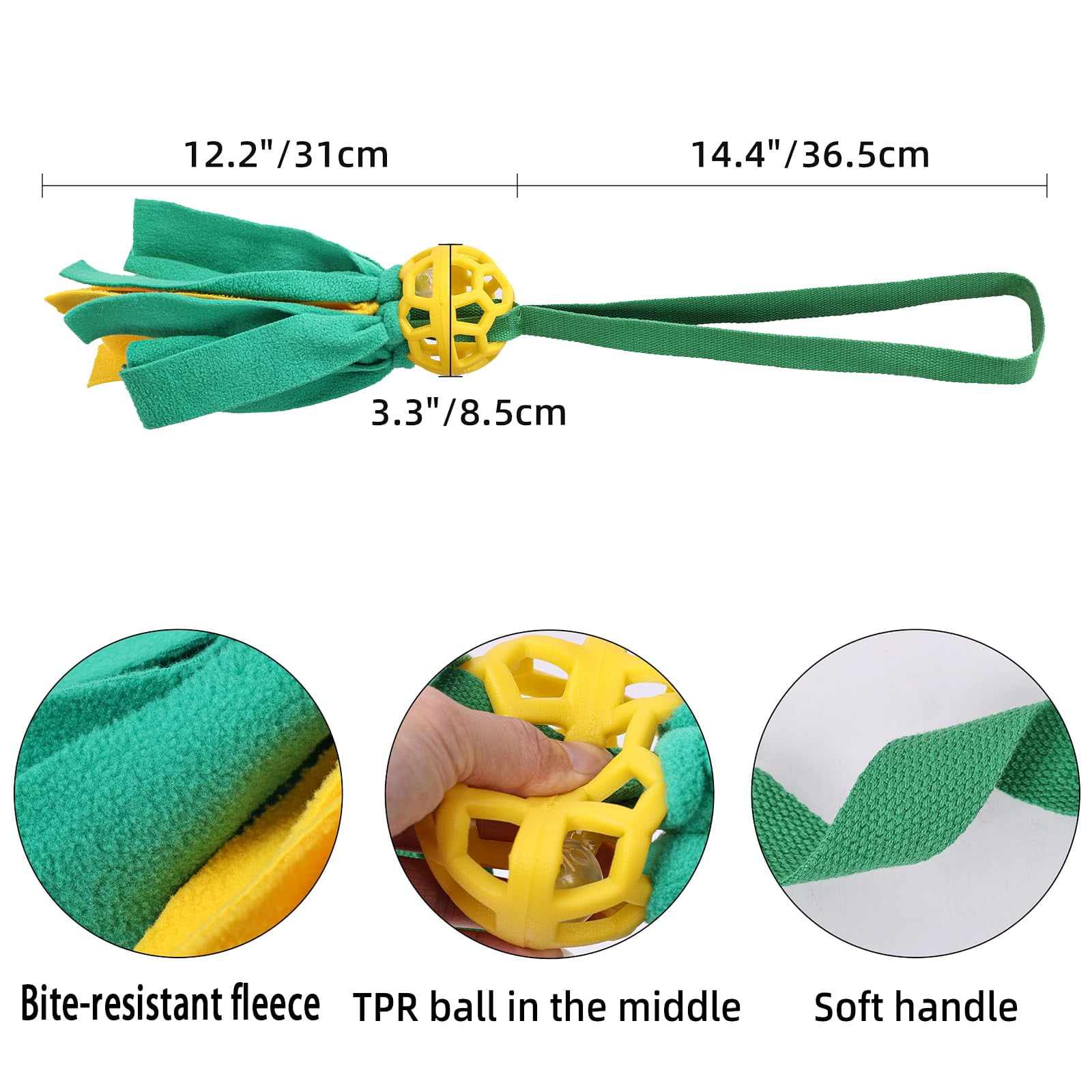 Interactive Dog Tug Toy,Indestructible Dog Toys for Aggressive Chewers,Tough Squeaky Dog Rope Toys for Training (Yellow & Green)
