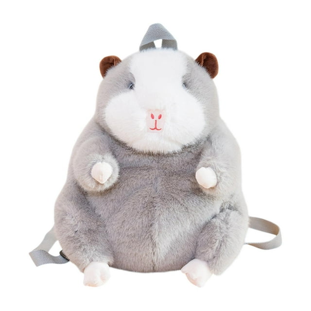 Mochila de peluche de conejillo de indias, creativa y divertida bolsa de viaje hecha a mano para niños al aire libre. Gris
