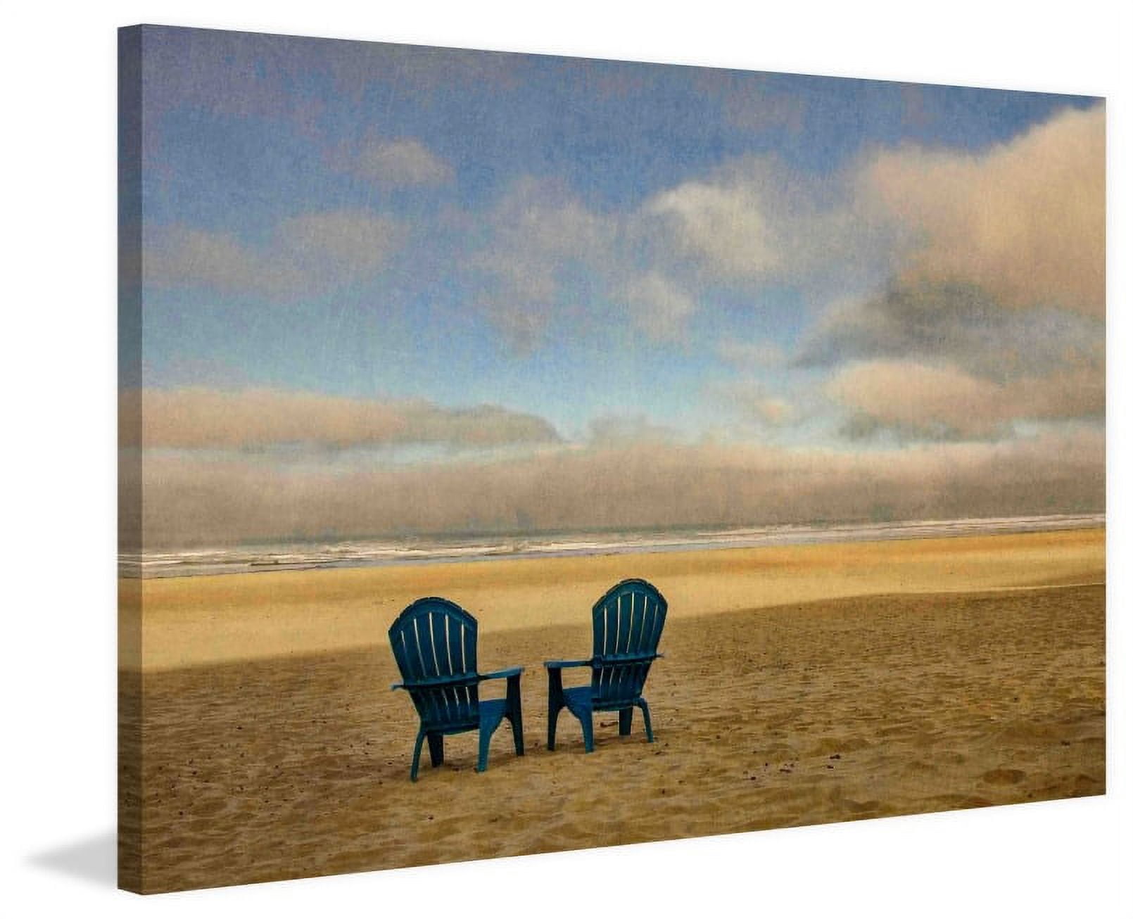 Marmont Hill "Two Chairs on the Sand 2" Painting Print on Canvas