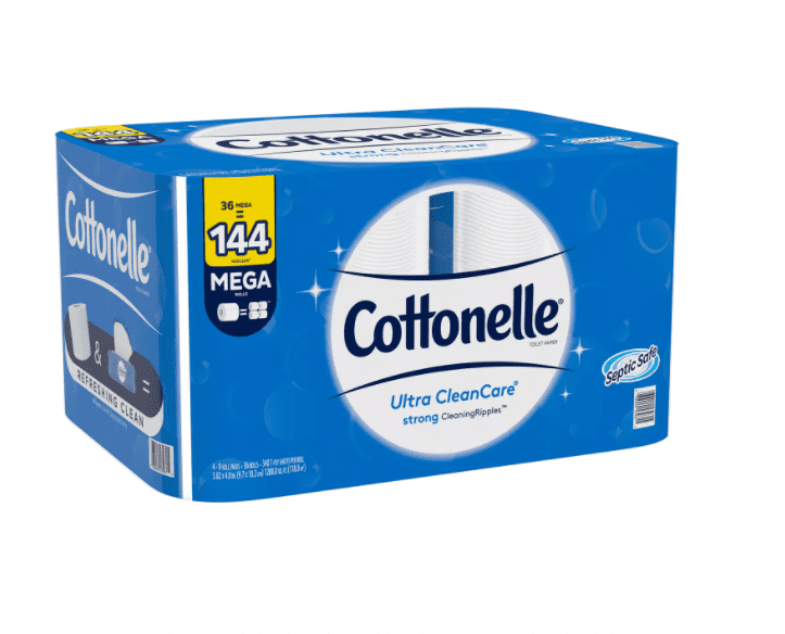 36 Mega Rolls Cottonelle Ultra ComfortCare Toilet Paper Soft Biodegradable Bath Tissue Packaging May Vary Septic-Safe