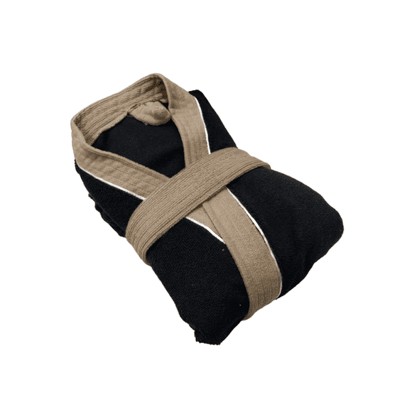 Bata de Baño Unisex Microfibra Football Negro / Kakhi