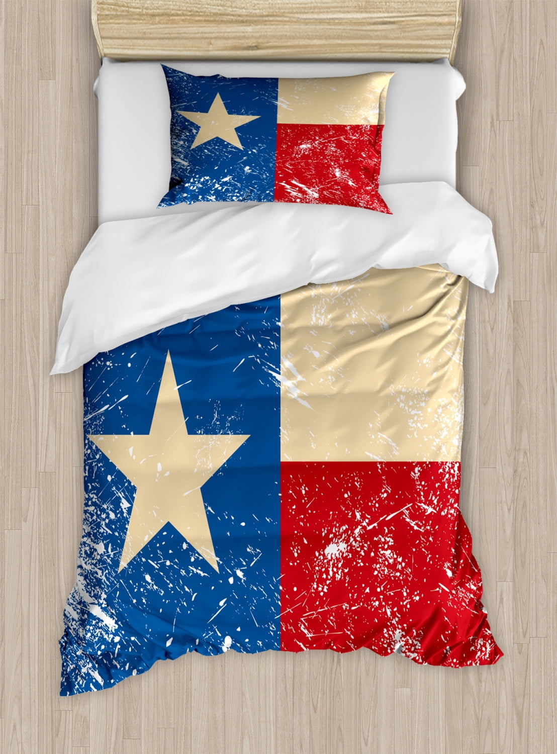 Texas Star Duvet Cover Set Grunge Flag Illustration With Lone