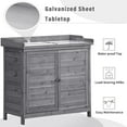 thumbnail image 3 of 39" Outdoor Potting Bench with Storage Cabinet & Galvanized Tabletop, Rustic Wooden Garden Workstation, Grey, 3 of 7