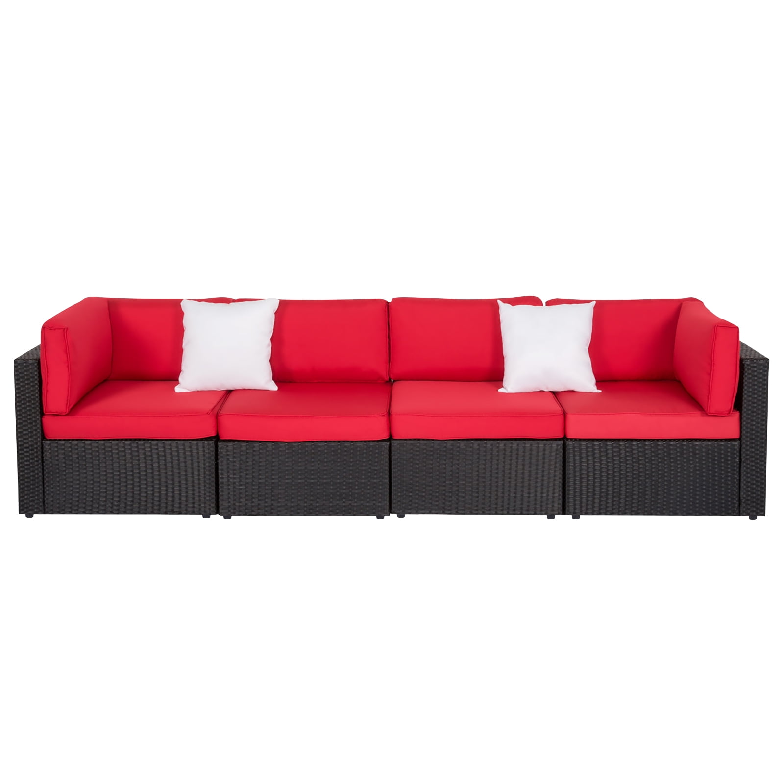 Kinbor 4 Pcs Outdoor Patio Furniture Set, Rattan Wicker Sofa Set with