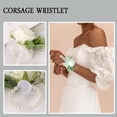 thumbnail image 4 of Triani 1 Pairs Wedding Corsages Prom Wrist Flower Set Ivory Rose Boutonniere with Pins for Men Wedding Artificial Wrist Corsage for Wedding Party Prom Decorations, 4 of 7