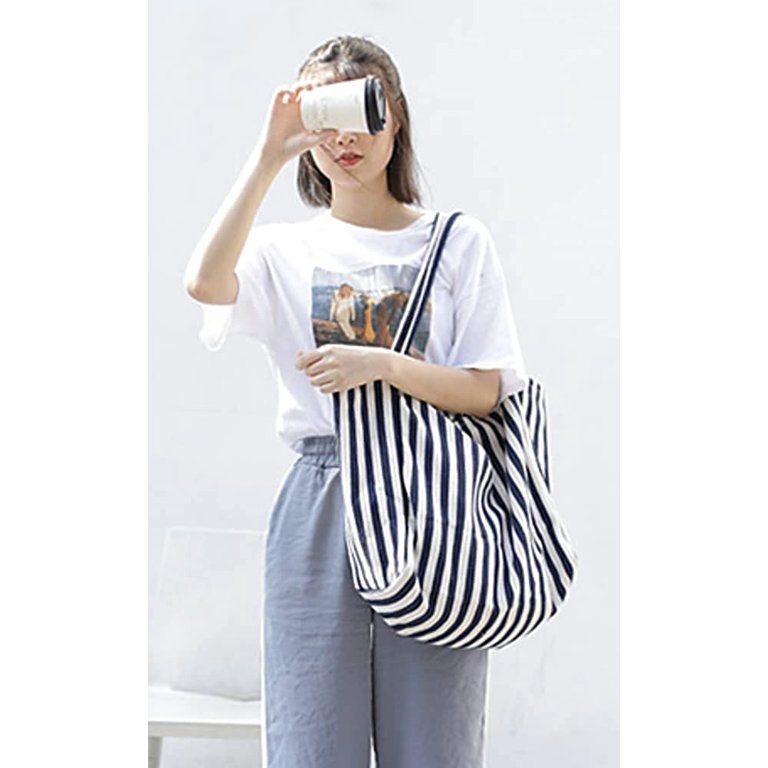 Large Stripe Canvas Tote