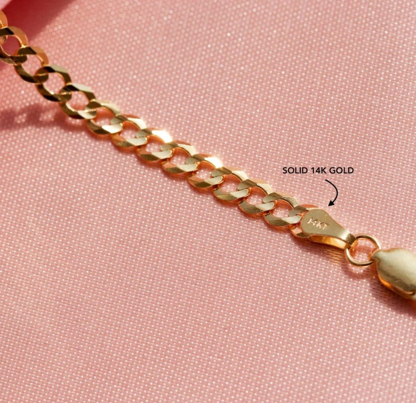 Solid 14K Gold Curb Chain 3mm Chain Necklace