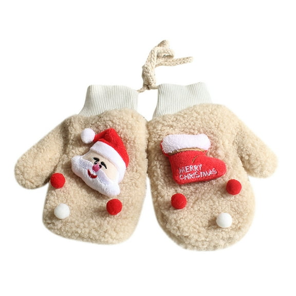 ZPYESWOW Christmas Mittens for Kids Christmas Gloves for Kids Toddler Kids Christmas Elks Warm Think Knit Winter Girls Boys Baby Gloves