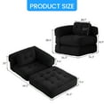 thumbnail image 2 of Puremind Folding Sofa Bed, Convertible Floor Couch, Corduroy Foldable Futon Sofa Bed with Armrest for Living Room/Bedroom, Black, 2 of 8