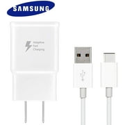 Original OEM Samsung Adaptive Fast Charging Wall Adapter Charger with USB Type C Cable, White - for Galaxy S8 / S8 Plus / S9 / S9+ / S10 / S10 Plus / S20 / Note 10 / Note 8 / Note 9 - Bulk Packaging