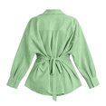 thumbnail image 4 of GZMOALH Women's Striped Button Down Long Sleeve Shirt with Back Tie and Shaped Waist, 4 of 8
