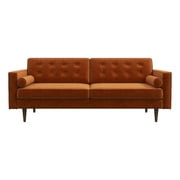 Lucca Upholstered Velvet Loveseat with Square Arms in Orange