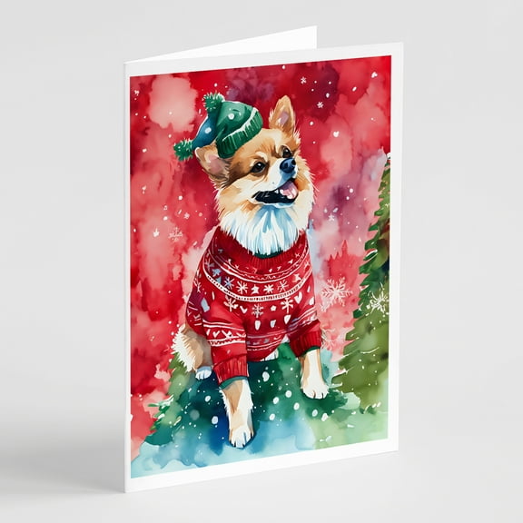 Pomeranian Christmas Greeting Cards Pack of 8 7 in x 5 in