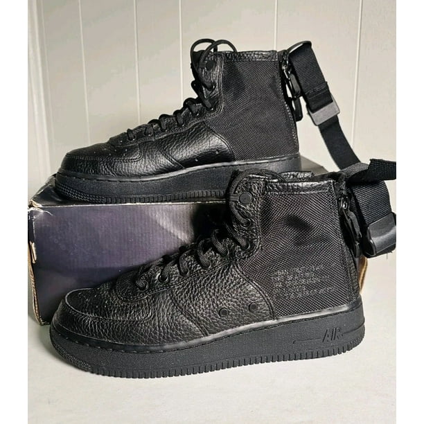 Ni - ke Ni - ke SF Air Force 1 Mid Triple Black - Men’s Size 6Y - Leather Shoe Winter Boot