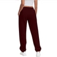 thumbnail image 5 of Sweatpants For Women Trendy Elastic Waist Cinch Bottom Lounge Pant Lightweight Baggy Joggers With Pocket 27" 28" 29" Inseam Wine 2XL, 5 of 6