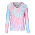 thumbnail image 4 of Jinhomg Womens Lightweight Fall Hoodies Fashion Tie-Dye Print V Neck Pullover Tops Casual Comfy Long Sleeve Thin Sweatshirts with Kangaroo Pocket Pink XL, 4 of 8