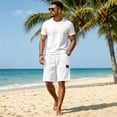 thumbnail image 3 of Uwinwear Men's Corduroy Shorts Elastic Waist Drawstring Cargo Short Multi-Pocket Lightweight Summer Casual Beach Shorts White 5XL, 3 of 5