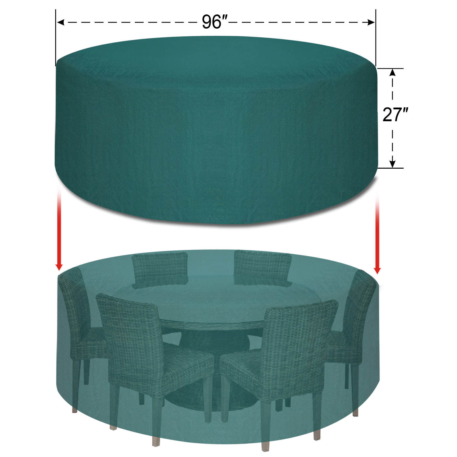 Sunrise Outdoor Garden Furniture Cover, Protection for Round Square Table and Chair Set - Green