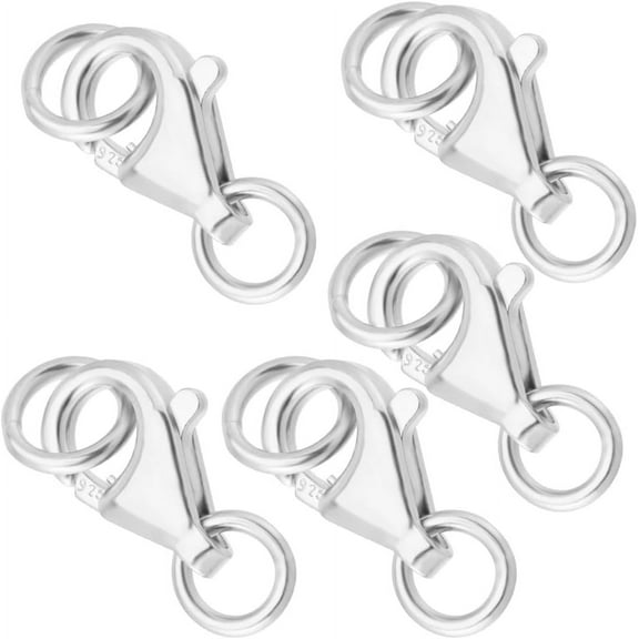 1 Box 5Pcs Lobster Claw Clasps 925 Sterling Silver Jewellery Clasp with Open Jump Rings for DIY Necklace Bracelet Jewelry Making Findings