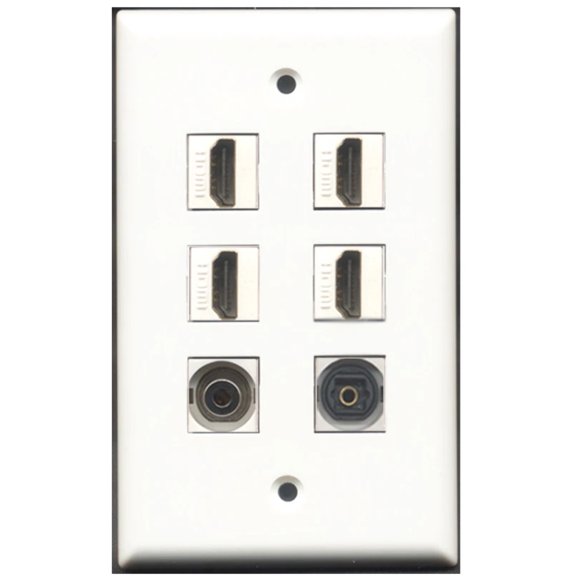 Ultra Spec Cables 4 Port HDMI 1 Toslink 1 3.5mm Wall Plate