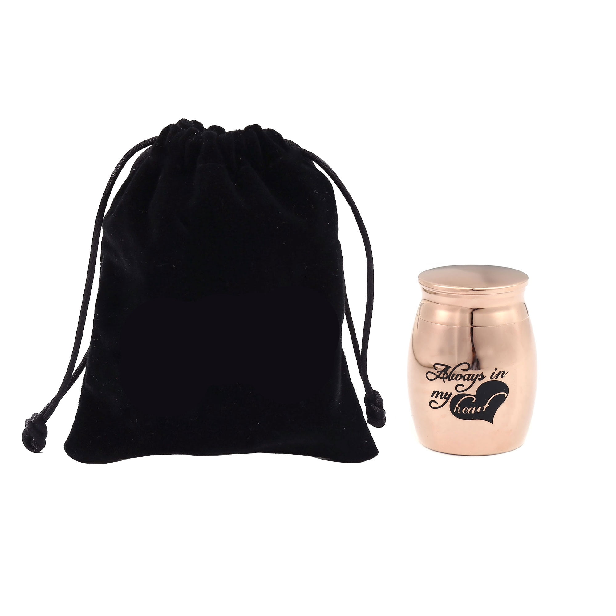 Always in my Heart Cremation Mini Urn, Small Memorial Urn Keepsake for Ashes, Memorial Urn for Pets, Mini Urn for Cremated Ashes, Memorial Ashes Urn [Always in my Heart, Rose Gold, No Engraving]