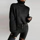 thumbnail image 3 of Suéter de punto Cuello alto Hombro caído Jersey de manga larga Suéter casual para mujer Negro M, 3 of 6