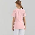 thumbnail image 3 of Ktyne Blouses Médicales pour Femmes Col en V Manches Courtes Uniforme d'Infirmière Extensible Mode avec Poches Rose TG, 3 of 4