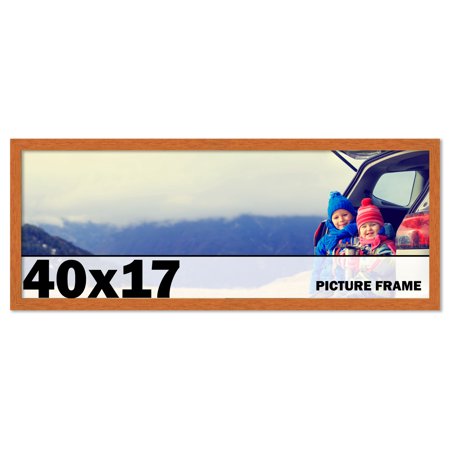40x17 Frame Honey Pecan Brown Picture Frame - Modern Photo Frame Includes UV Acrylic Shatter Guard