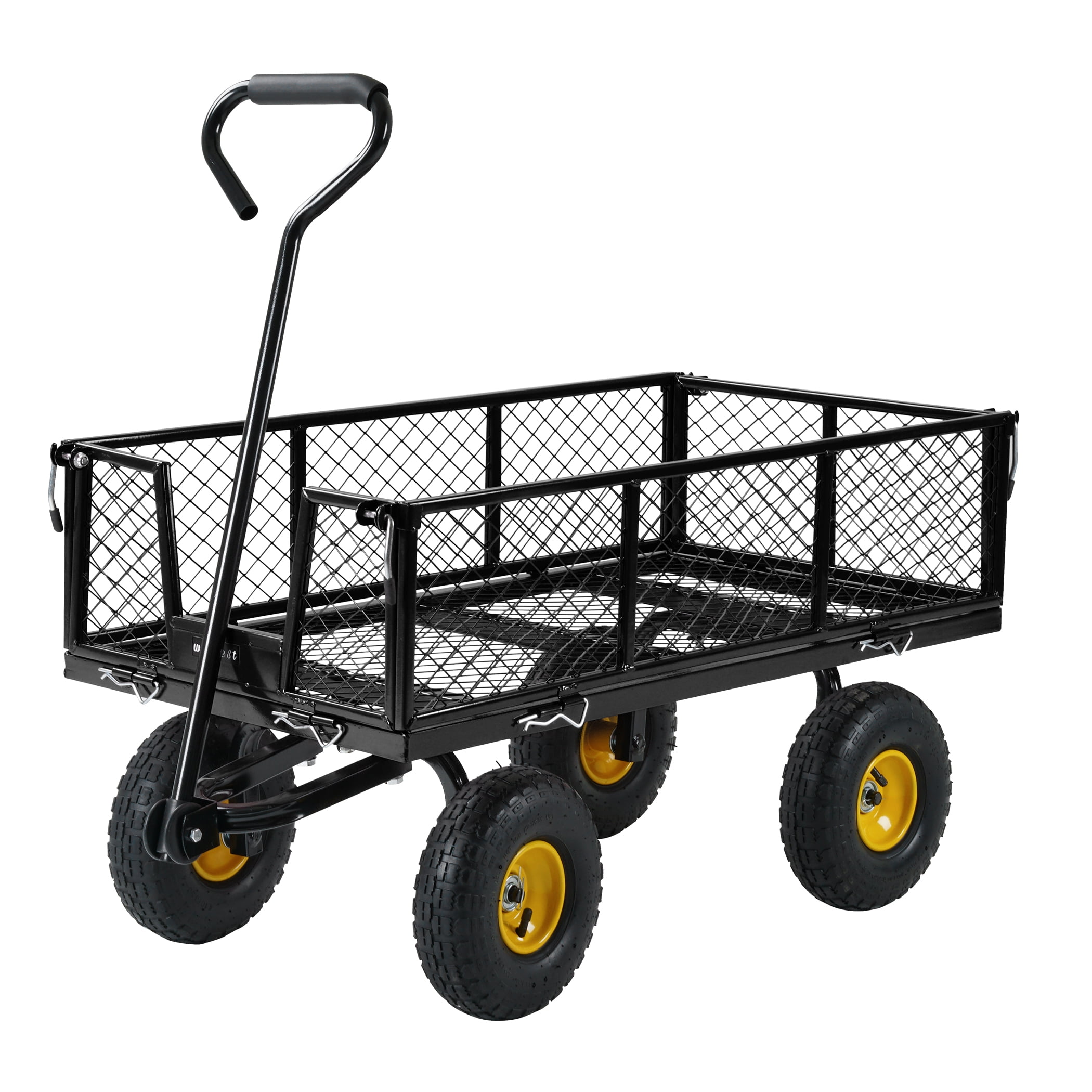 Aiychen Garden Cart Heavy Duty Wagons Cart Pullable Outdoor Steel