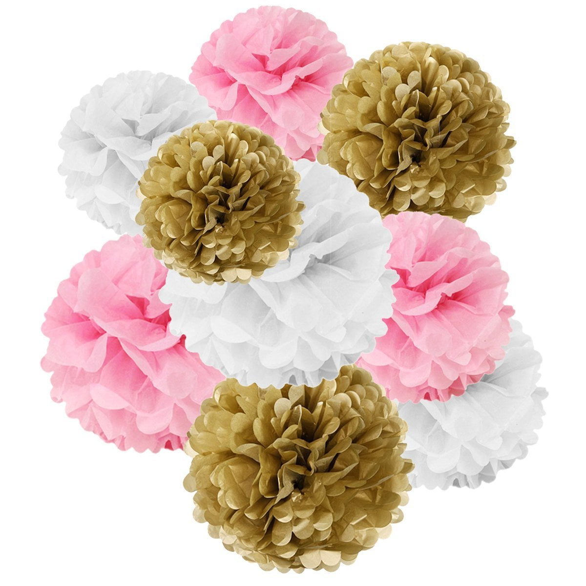 Time to Sparkle 15pcs Mixed Tissue Paper Pom Poms Decorations Handmade Hanging Flower Paper Pompoms Balls for Wedding Birthday Party Baby Shower 