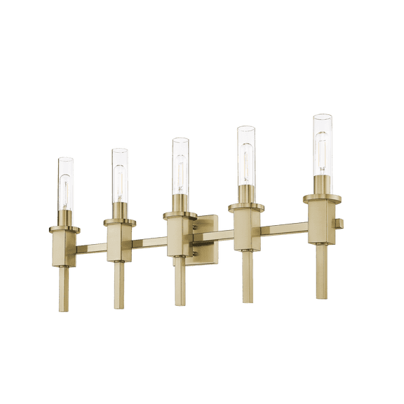 Vivio Lighting Roma Contemporary 5-Light LED Champagne Gold Wall Sconces with Clear Glass Tube