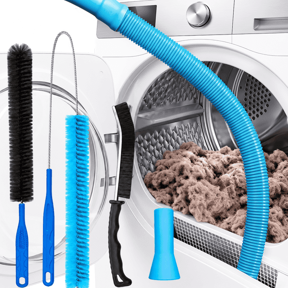 DATREON Dryer Vent Cleaner Kit, 4‑Piece Universal Vacuum Hose Attachment & Flexible Lint Trap Brush for Deep Vent Cleaning
