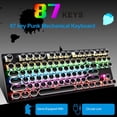 thumbnail image 3 of Punk Keyboard 87 Keys Magnetic Ring Usb Cable Keyboard With Colorful Backlight And Crack Pattern, 3 of 9