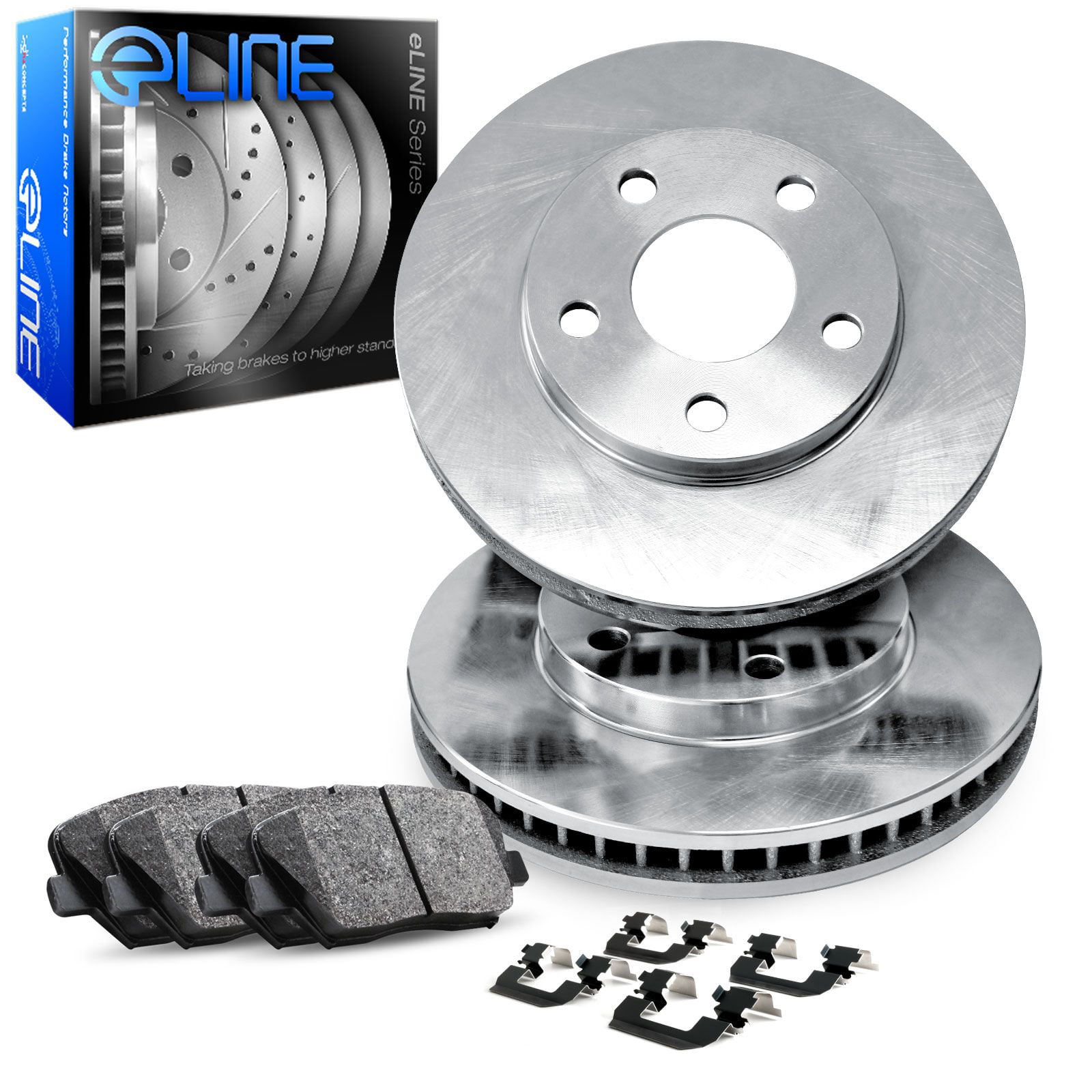 Complete Kit R1 Concepts eLine Drill/Slot Brake Rotors Kit & Ceramic Brake Pads CEC.66074.02 
