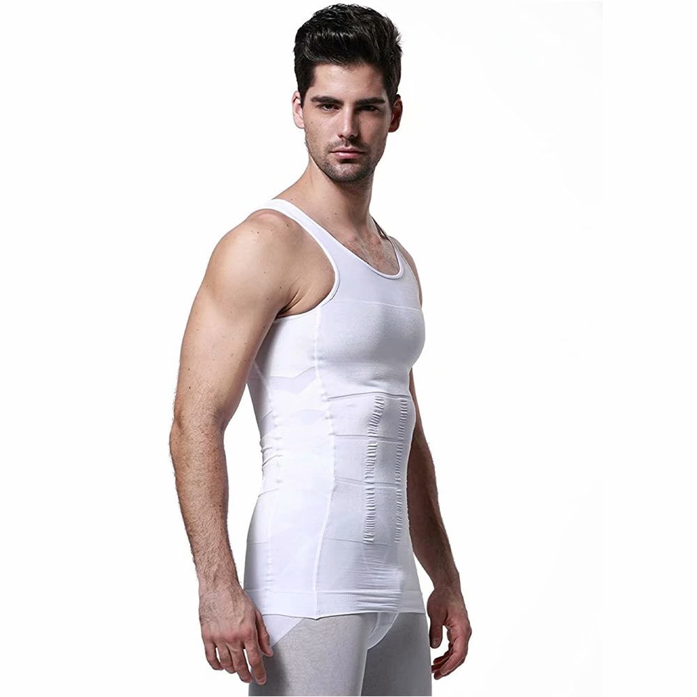 Mens Slimming Body Shaper Vest Shirt 