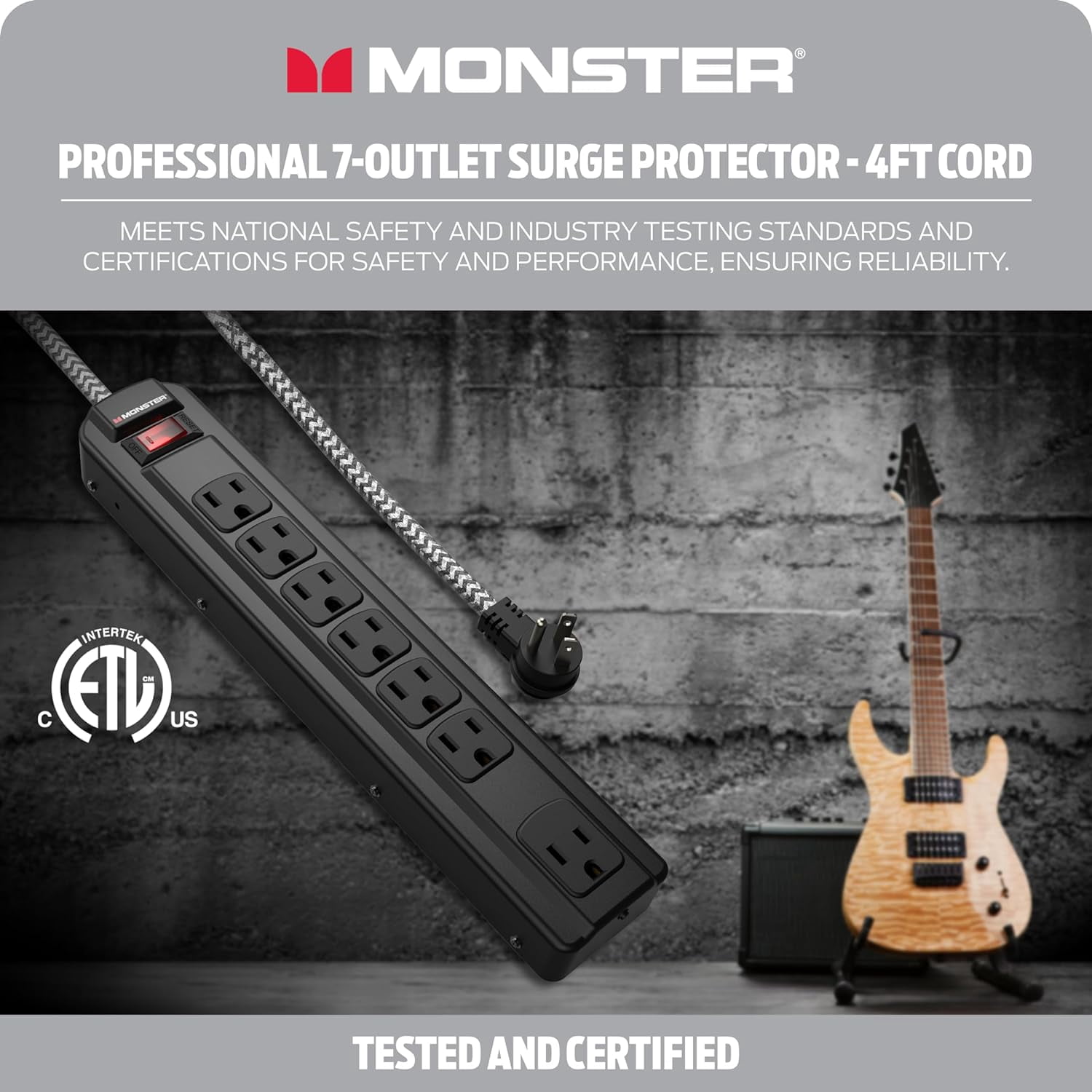 Monster Pro MI Surge Protector – 7 Outlet, 1350 Joule, Fireproof MOV Technology