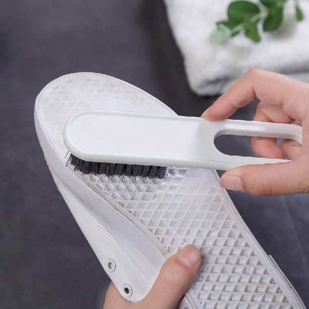 Cepillo para zapatos con cerdas duras para uso doméstico, Herramienta de limpieza multifuncional para cuero y ropa, gris, 6.1x1.4x1.4 pulgadas, 1 pieza
