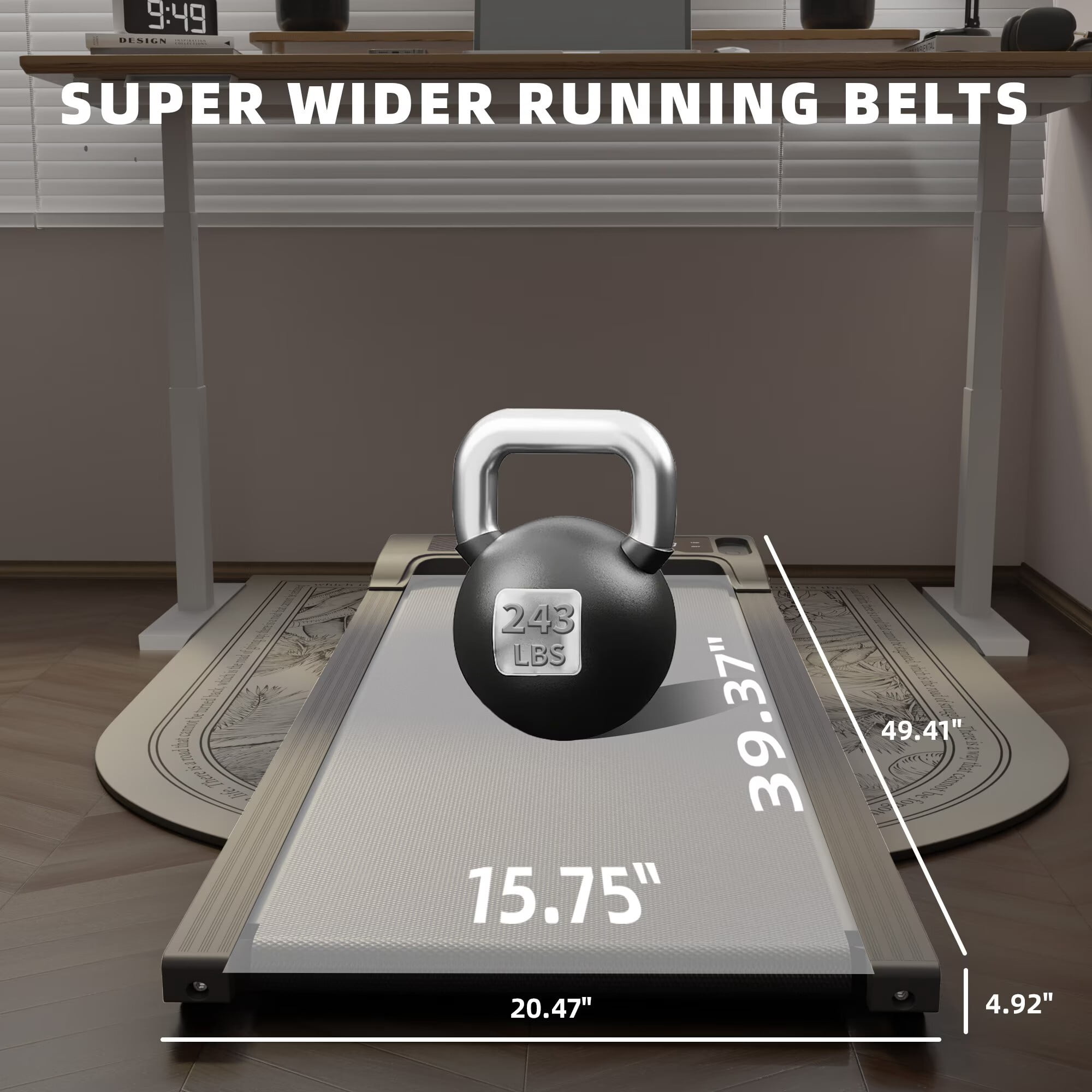 Avobird Walking Pad for Home/Office, Portable Walking Treadmill 1.0HP with 242 lbs Weight Capacity,LED, Under Desk Treadmill with Incline,1.0-6.0km/h