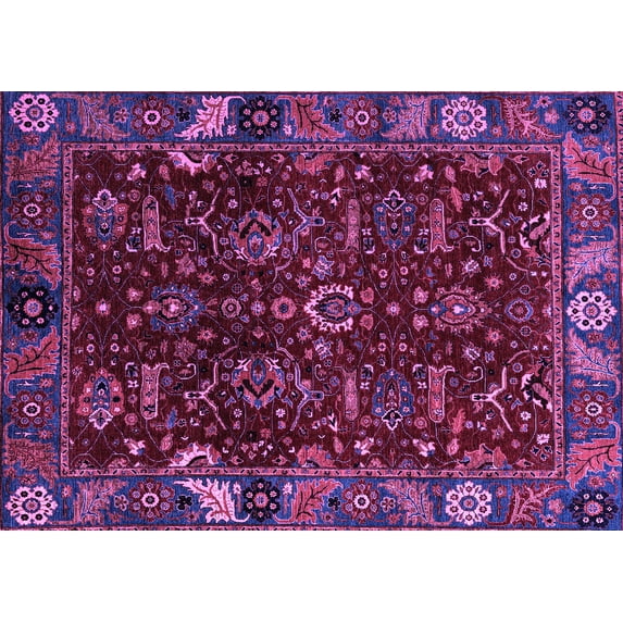 Ahgly Company Indoor Rectangle Abstract Purple Modern Area Rugs, 8' x 12'