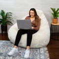 thumbnail image 5 of Big Joe Lotus Foam Filled Teardrop Bean Bag Chair,  Ivory Short Shag, Soft Faux Fur, 4 feet Big, 5 of 7
