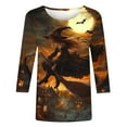 thumbnail image 4 of Sriper Basic Witch Halloween T-Shirt for Women,Sweatshirt-Friendly Elbow Sleeve Tops,Dressy Casual Novelty Graphic Tee,Tunic Blouse for Fall,Thanksgiving Outfits,Blusas Para Mujer Multicolor 2X, 4 of 5