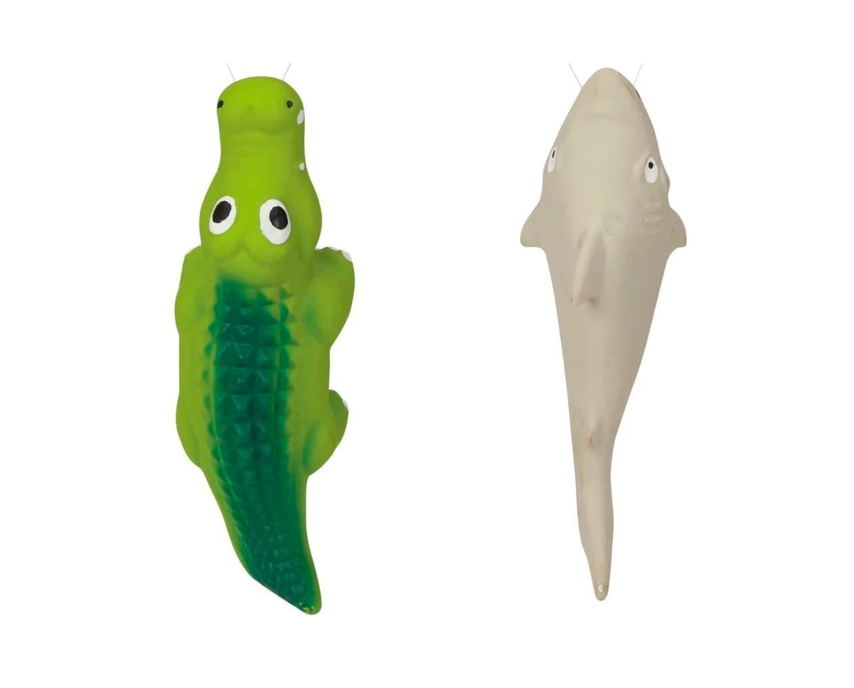 Soft Latex Dog Toy Alligator Shark or Set of Both Fun Googly Eyed Retro Squeaker (Set of Both Toys)