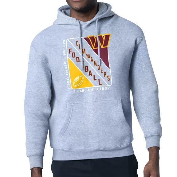 Men's Starter Heather Gray Washington Commanders Shield Logo Pullover Hoodie