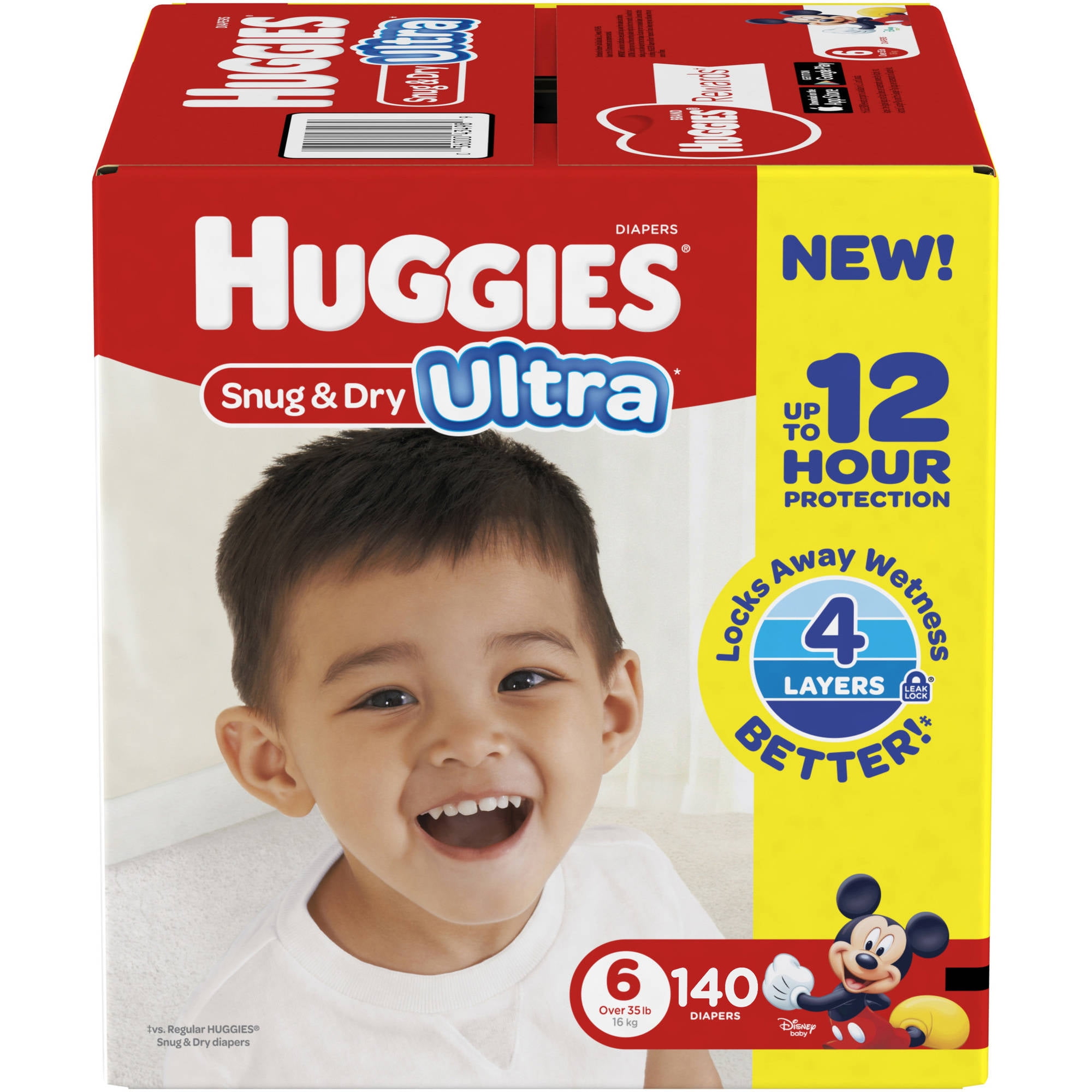 HUGGIES Snug & Dry Ultra Diapers, Size 6, 140 Diapers