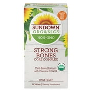 Sundown Organics - Better Bones Core Complex, Plant-Based Calcium, 100% Non-GMO, USDA Certified Organic, 30 Tablets