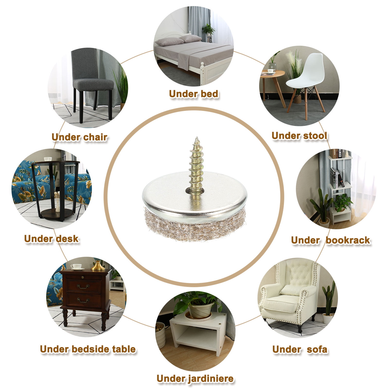 Nail-on Furniture Sliders, 24Pack Nail-on Felt Pad Round Chair Table Feet Pads Chair Leg Floor Protectors for Hardwood Floors (Beige, 28mm/1.1")