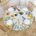 thumbnail image 3 of Wildflower Round Fitted Tablecloth Best for 44"-48" Butterfly Table Cloth Elastic Edge Waterproof Stain Resistant Washable Farmhouse Rustic Colorful Floral Table Cover for Party Picnic Indoor Decor, 3 of 4